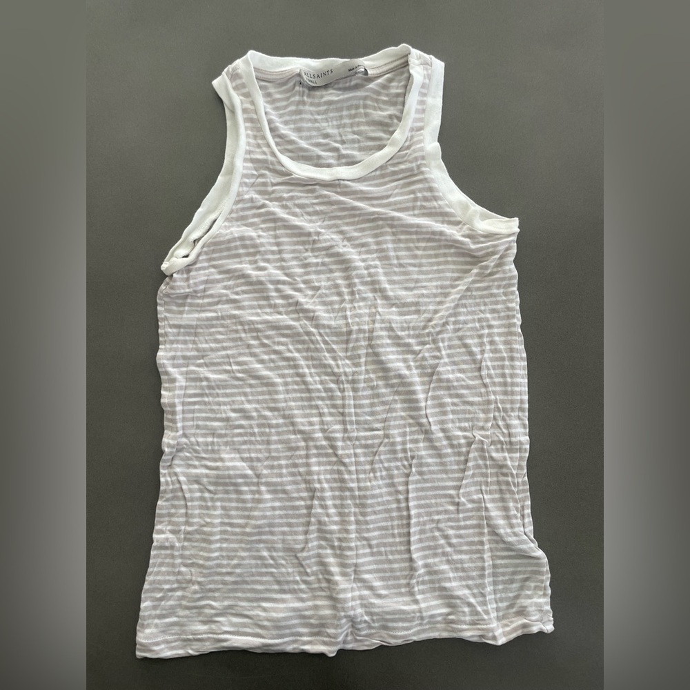 AllSaints Striped Top - White and Gray size XS